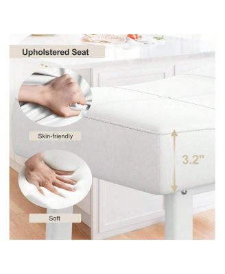 2-Piece Counter Height Bar Stool Set with Bonded Leather Upholstery for Kitchen Island or Dining Room