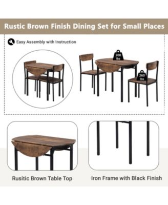  3-Piece Dining Set with Drop Leaf and 2 Chairs
