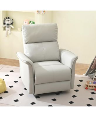  PU Leather Rocking Recliner Chair - Light Gray