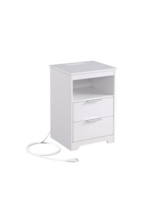 Nightstand with Charging Station & 2 Drawers