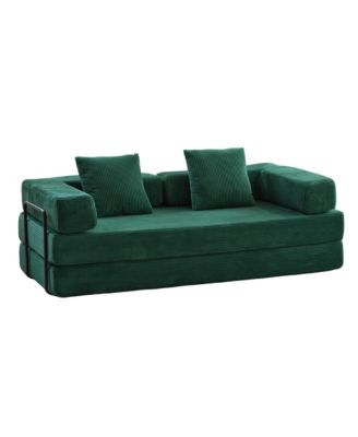Corduroy Floor Sofa Bed - Dark Green