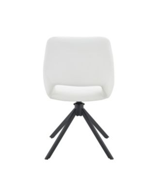 Streamdale Swivel Dining Chairs (Set of 2) - White Leather, Gold Mesh