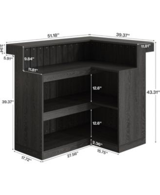L-Shaped Home Bar Unit, 4 Storage Shelves