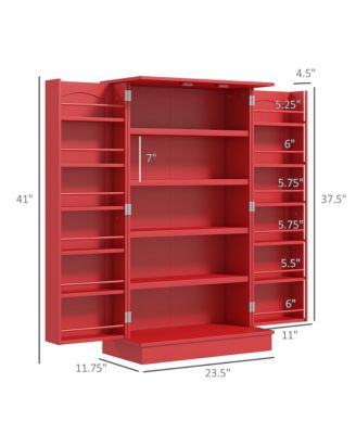 Kitchen Pantry Storage Cabinet w/ 5-tier Shelving, 12 Spice Racks