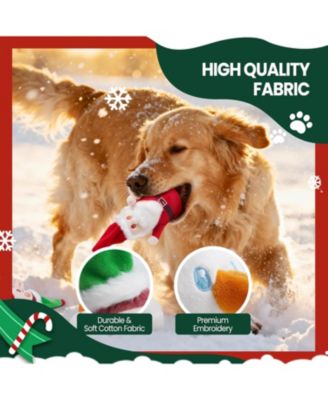 4 in 1 Christmas Canon Squeaky Dog Toys, Big Cannon Load with Squeaky Santa/Snowman/Elf, Hide and Seek Dog Toys, Chirstmas Gift for Dogs