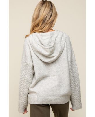 Maternity Mixed Knit Hooded Sweater