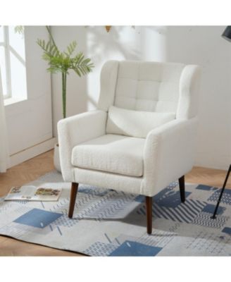 Streamdale Teddy Fabric Accent Chair for Home and Office (White)