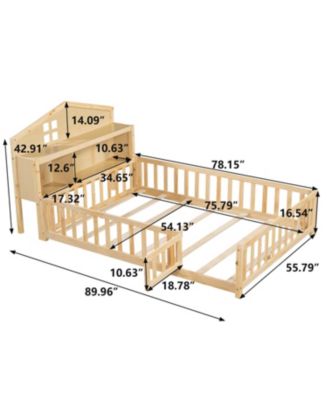 Streamdale Headboard Storage Cabinet for Full-size Montessori Floor Bed Natural,Freely collocation