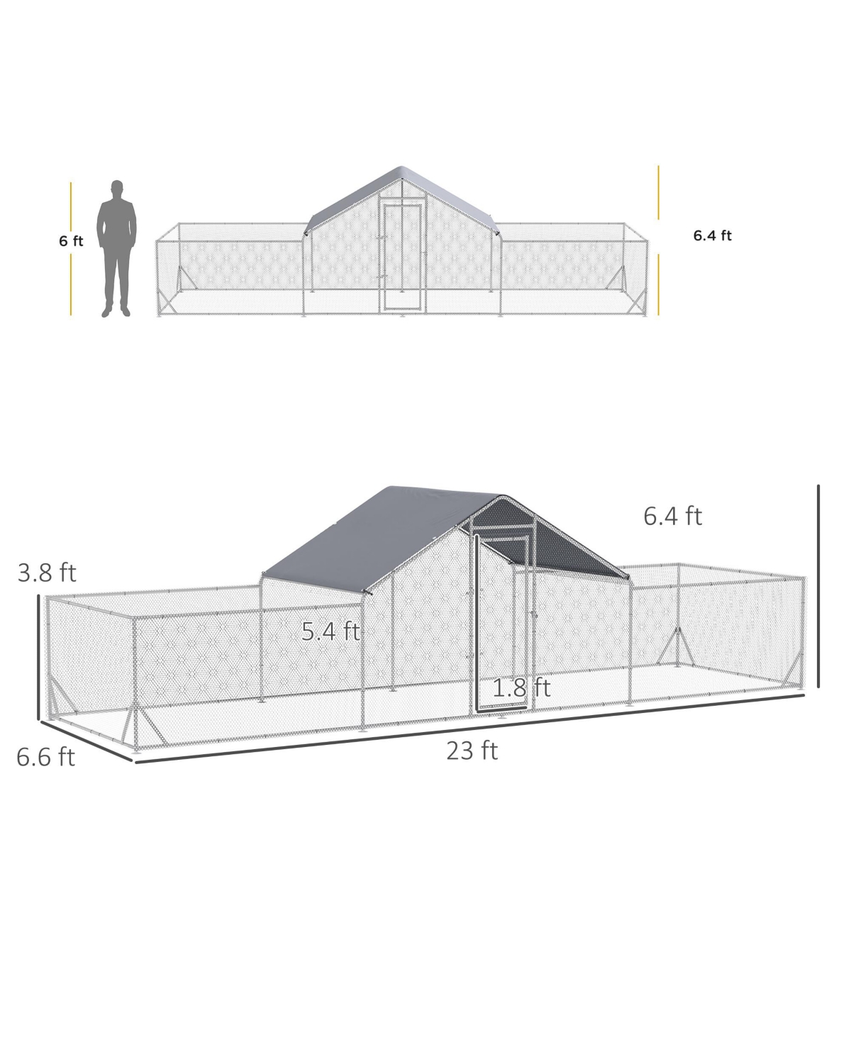 PawHut Chicken Run for 12-14 Chickens with Cover for Outdoor, Backyard