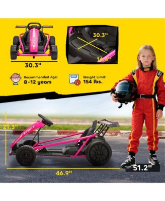 24V 8.1 MPH Electric Drift Kart for Kids with Dual Motors,