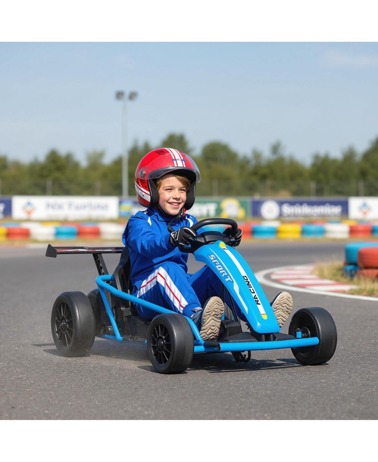 Детская игрушка Qaba 24V 8.1 Mph PP/Metal Dual-Motor Drift Electric Go-Kart, Supports Up to 154 Lbs., от 8 лет, цвет: Синий — фото 2