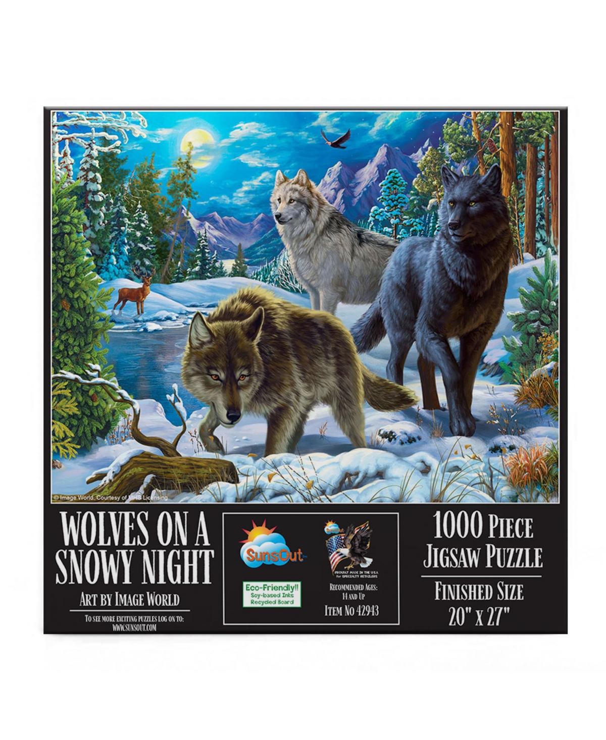 SunsOut Wolves on a Snowy Night 1000 piece Jigsaw Puzzle for Adults