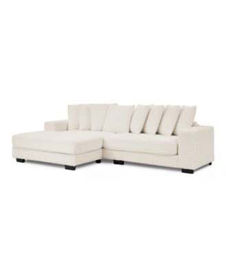 Corduroy Tufted Sleeper Sectional Sofa, L-Shaped Modular Convertible