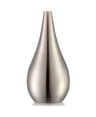 Evans Modern Accent Table Lamps 21" High Set of 2 Brushed Nickel Metal Teardrop White Cylinder Shade for Bedroom Living Room House Home