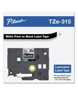 TZE315 0.23 in. x 26.2 ft. TZe Standard Adhesive Laminated Labeling Tape - White on Black