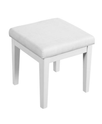 Antique White Vanity Set with Triple Mirror & Stool