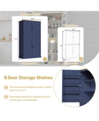 Freestanding Kitchen Pantry with 2 Drawers and Adjustable Shelves