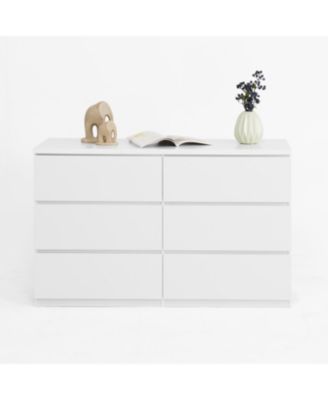 6 Drawer Storage Cabinet Wood Dresser Clothes Organizer White