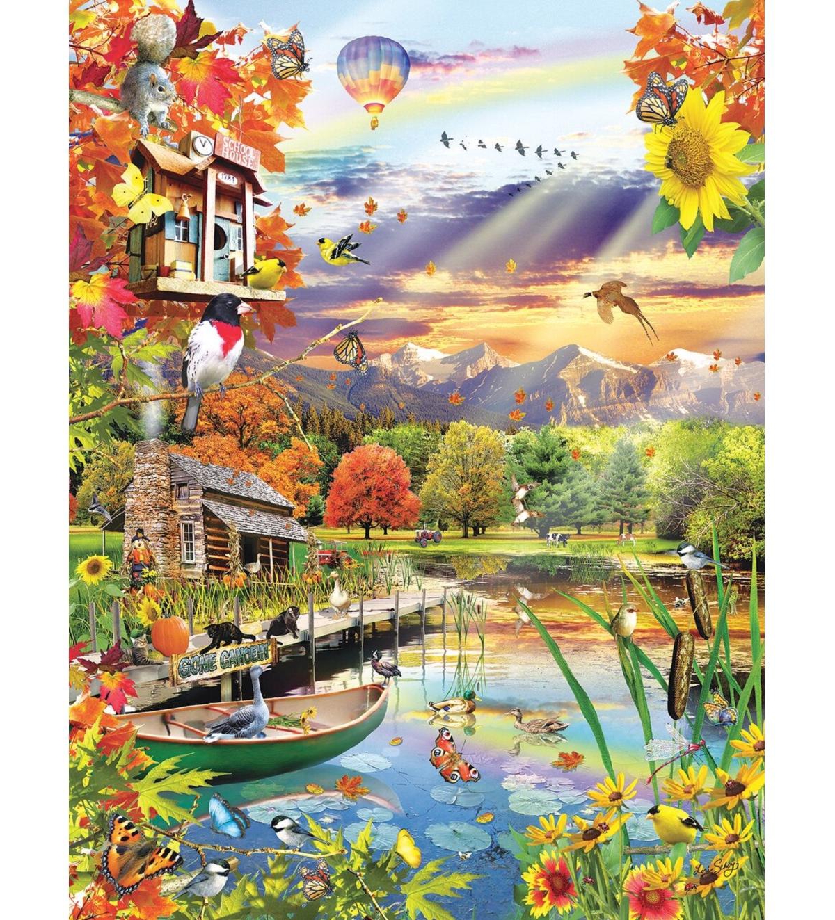 SunsOut Autumn Lake 500 piece Jigsaw Puzzle for Adults