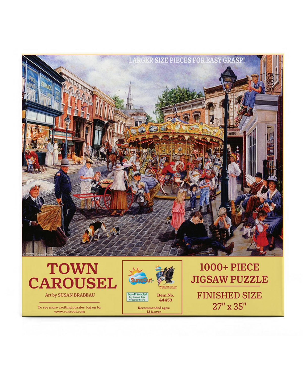 SunsOut Town Carousel 1000 piece Jigsaw Puzzle for Adults Large Pieces