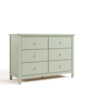 Sasha 6-Drawer Dresser with Interlocking Safety System & Scalloped Detailing for Nursery or Kids' Room