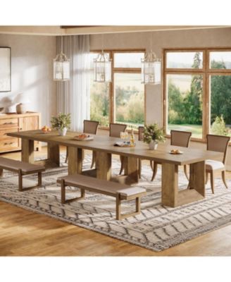 Farmhouse Dining Table for 6-8, 63-Inch Rectangle Kitchen Table with Strong Geometric Frame