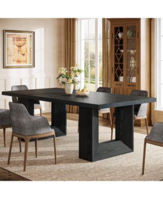 Farmhouse Dining Table for 6-8, 63-Inch Rectangle Kitchen Table with Strong Geometric Frame