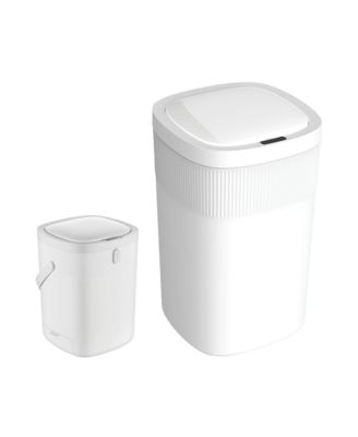 13 Gallons 3.2 Gal Automatic Kitchen Trash Can, 50 Liters Touchless Motion Sensor Trash Can White Plastic Set