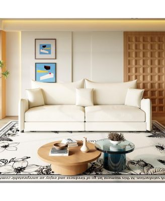 81.9'' Velvet Pull Out Sleeper Sofa Bed, 3-in-1 Convertible King Couch with Pillows, Modern Sofa for Living Room-Maison Boucle