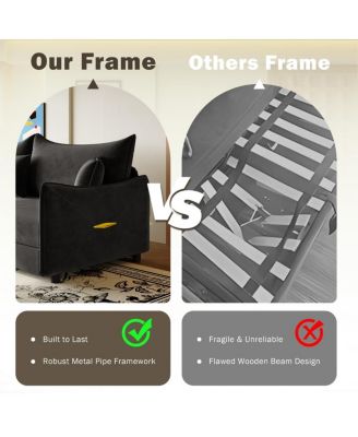 81.9'' Velvet Pull Out Sleeper Sofa Bed, 3-in-1 Convertible King Couch with Pillows, Modern Sofa for Living Room-Maison Boucle