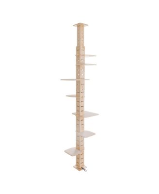 9 Adjustable Floor to Ceiling Cat Tree Multi Level Vertical Condo Climbing Frame