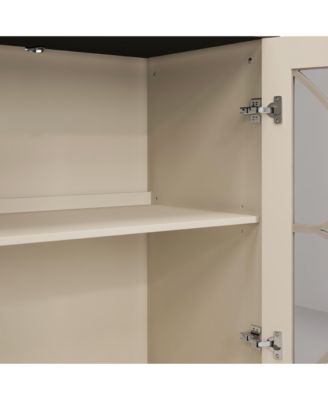 4-Door Storage Cabinet with Tempered Glass Doors