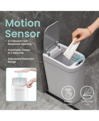 2 Pack of 1.85 Gallon Trash Bin ABS Slim Bathroom Motion Sensor Trash Can