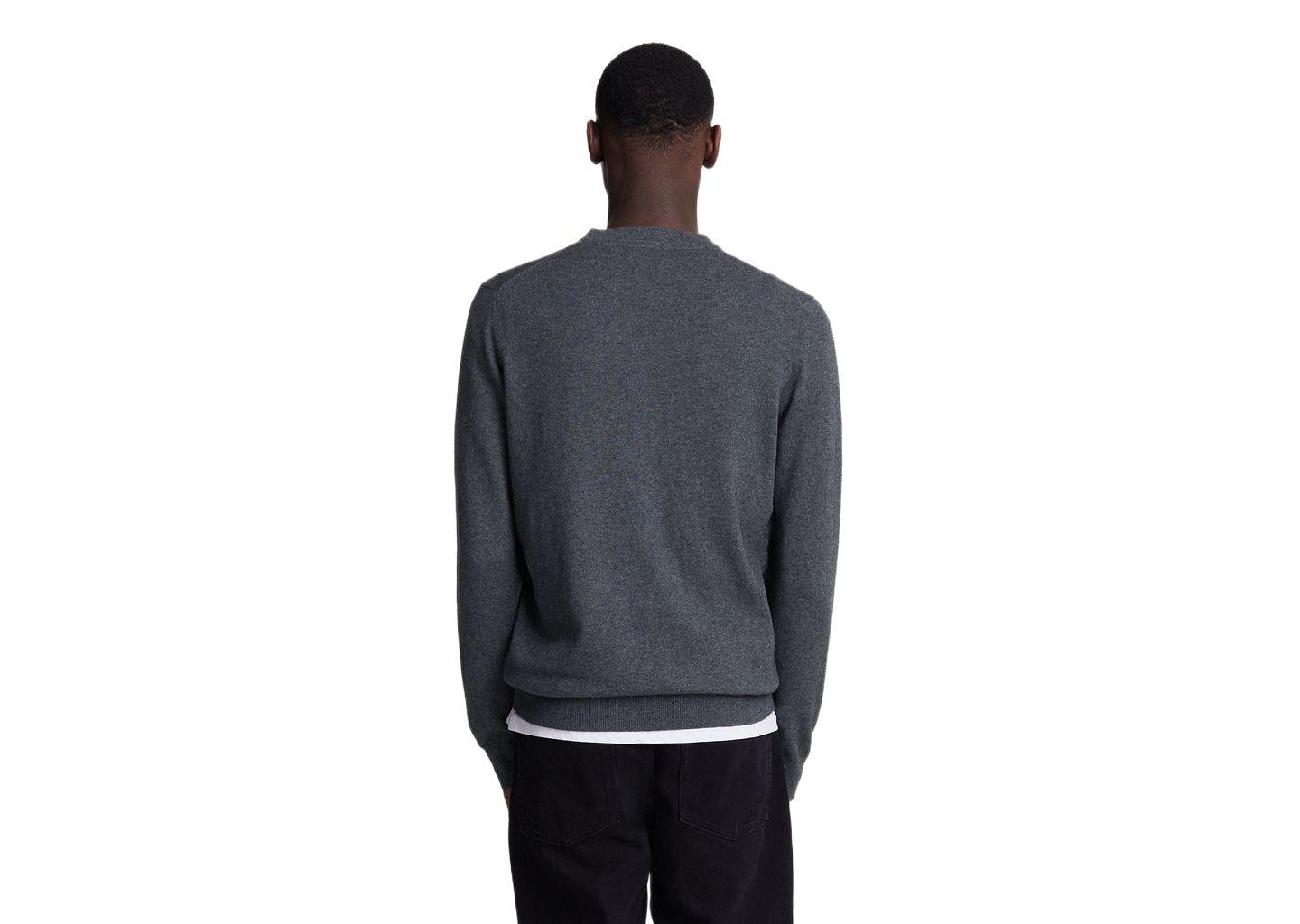 Мужской свитер Lyle & Scott Cotton Merino Crew Neck, цвет: Угольный меланжевый — фото 3