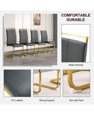 Modern Gray PU Leather Dining Chairs (Set of 4)