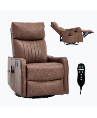 Brown Heat Massage Rocker Swivel Recliner