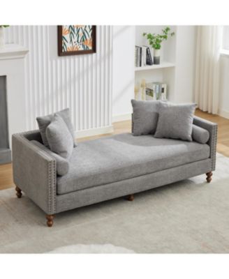 Upholstered Chaise Lounge Sleeper Sofa Daybed with Pillows