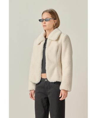 Women's Peplum Faux Fur Coat