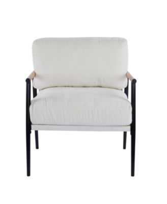 Streamdale Modern Plush   Chair Metal Frame, Wooden Armrests