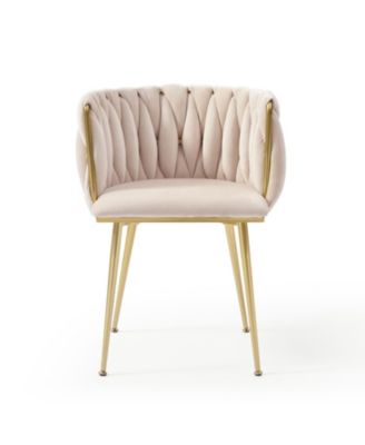 Velvet Dining Chairs Set of 2 Golden Metal Legs