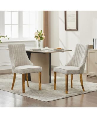 Chenille Dining Chairs Set of 2 (Beige)