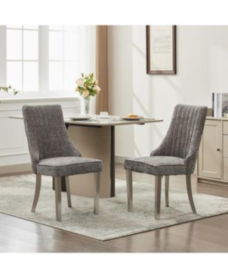 Chenille Dining Chairs Set of 2 (Gray)