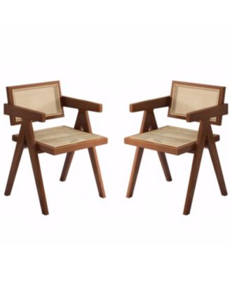 Mid Century Rattan Dining Chairs - Set of 2 Brown