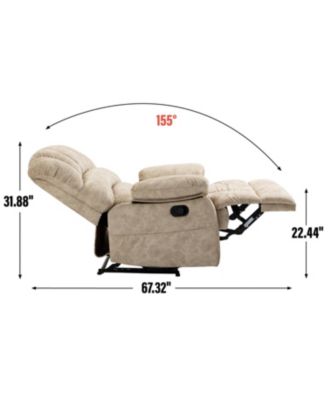 Large Manual Recliner Chair in Fabric for Living Room