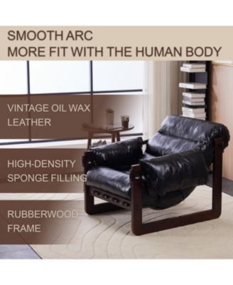  Medieval Modern Leather Lounge Chair - Antique Black