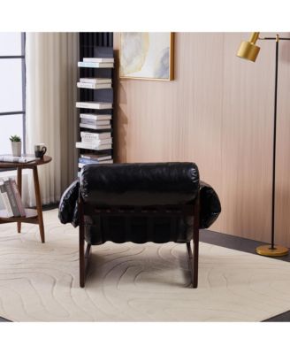  Medieval Modern Leather Lounge Chair - Antique Black