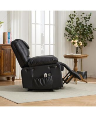 Black PU Remote-Controlled Heating and Massage Assistive Recliner for SeniorsI