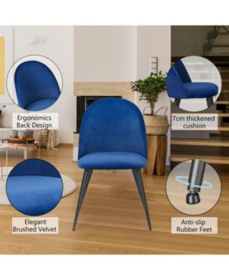  Navy Blue Velvet Dining Chairs, Black Legs, Set of 4