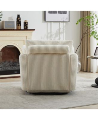 Corduroy Swivel Accent Chair with Pillows