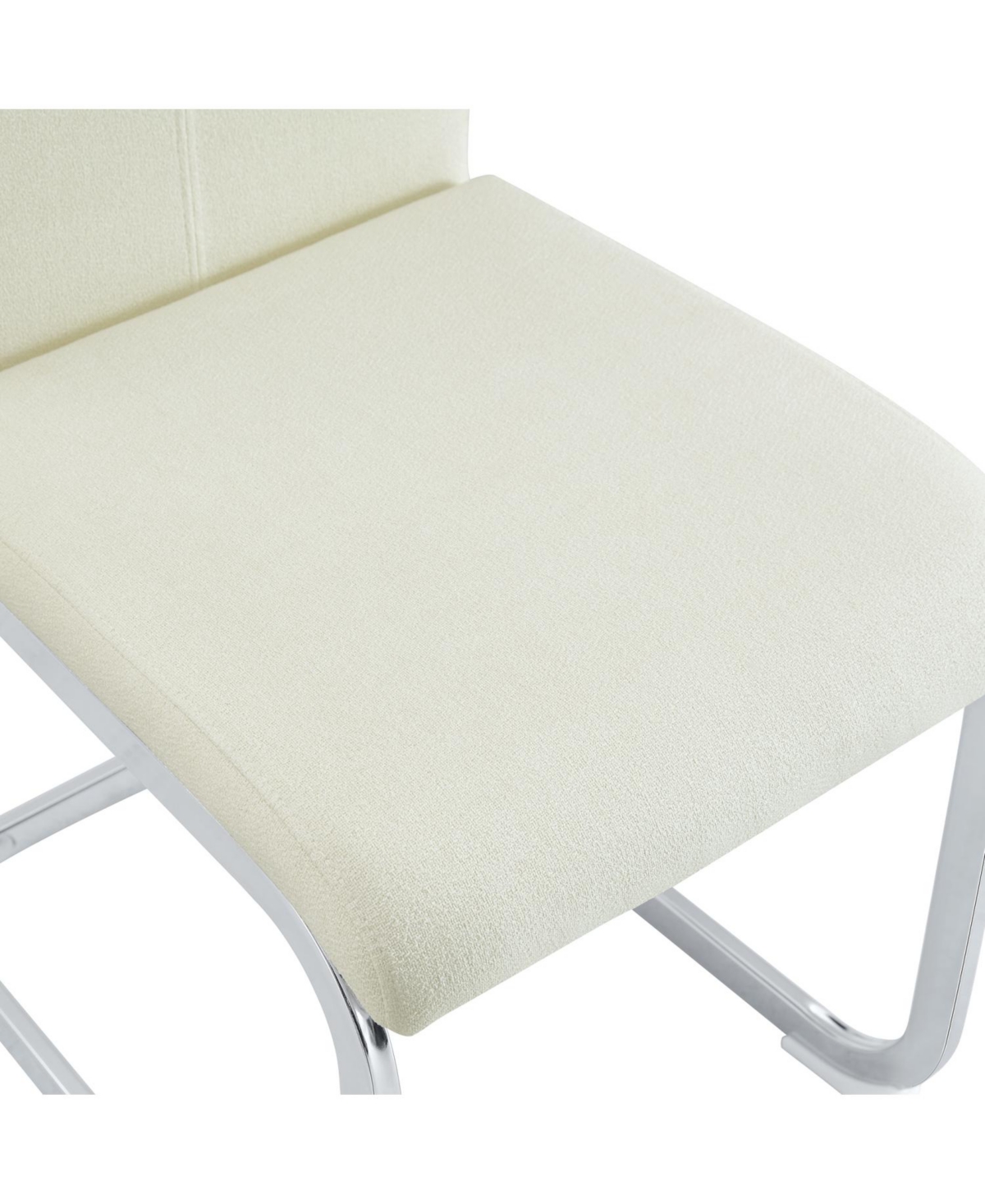 Streamdale Furniture Luxury Dining Chairs, White Fabric & Silver Legs, Set of 2